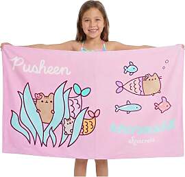 Pusheen Strandtuch Mädchen 125 x 75 cm, Baumwolle 