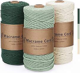 PUWOWYE Makramee Garn Set 3 Farben in Grün |
