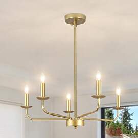 QAREHL Kronleuchter Gold, 5 Flammig Kronleuchter