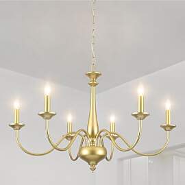 QAREHL Kronleuchter Gold, 6 Flammig Kronleuchter