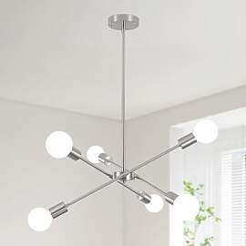 QAREHL Kronleuchter Nickel Modern Deckenleuchte, 6 