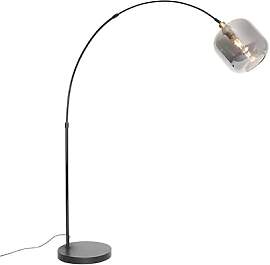 Qazqa - Modern Bogenlampe schwarz mit Gold I