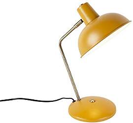 Qazqa - Modern Retro Tischlampe gelb mit Bronze -