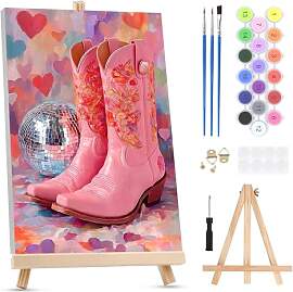 QENSPE Rosa Stiefel Malen nach Zahlen für