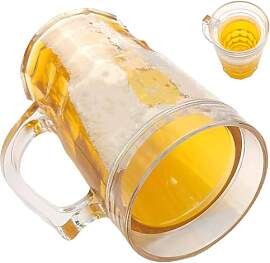 Qidures Gefälschter Bierkrug, 450ml Doppellagiger 