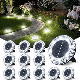 QIHANS 12 Stück Solar Bodenleuchten Aussen, 8 LED 