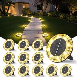 QIHANS 12 Stück Solar Bodenleuchten Aussen, 8 LED 
