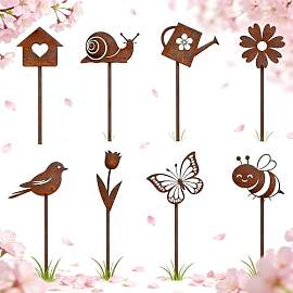 QijAOPD Blumenstecker 8 Stück, Gartenstecker Rost 