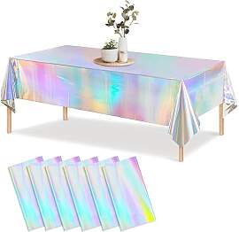 QingWing 6 Stück Bunt Glitzer Tischdecke Plastik