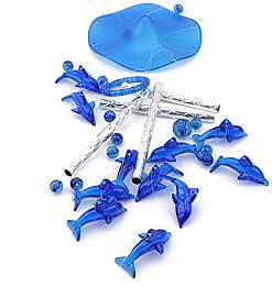 QINIZX Blaues Acryl-Delfin-Windspiel, Dekoration