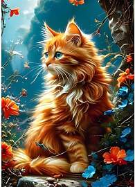 QINRUBB DIY Orange Katze Diamant Painting Bilder