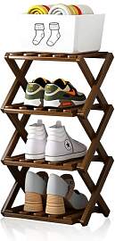 QKNOSM Vertikales Schuhregal Klein, 4 Ebenen