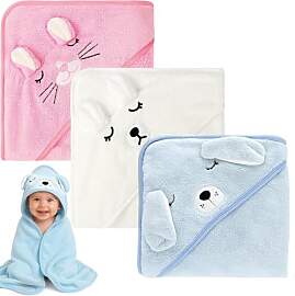 Qooloo 3 Stücke Kapuzenhandtuch Baby, Niedliches