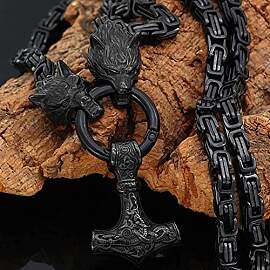 QQTQQ Männer Viking Wolf Kopf Anhänger Thors