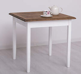 Quadratischer Holztisch Landhausstil weiß braun - 