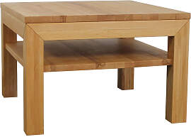 Quadratischer Massivholz Couchtisch mit Ablage -