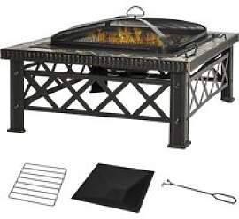 Quadratischer Metall-Feuertisch mit