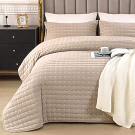 Qucover Tagesdecke 220x240cm Khaki Baumwolle
