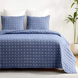 Qucover Tagesdecke 240x260cm Baumwolle Blau, Ultra 