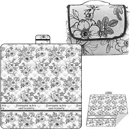 quiodok Tragbare Picknickdecke mit Blumenmuster,