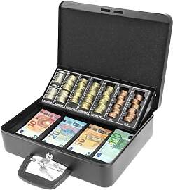 QWORK® Abschließbare Geldkassette, Schwarz 30 X