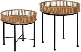 Rafia Rattan Beistelltisch-Set 2-tlg.
