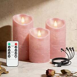 RanBluu 3er Set LED Kerzen mit Timer, elektrische