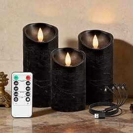 RanBluu 3er Set LED Kerzen mit Timer, elektrische