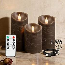 RanBluu 3er Set LED Kerzen mit Timer, elektrische