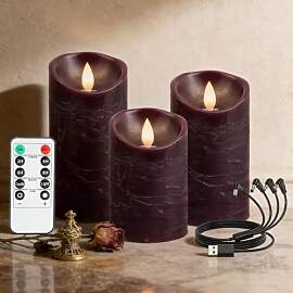 RanBluu 3er Set LED Kerzen mit Timer, elektrische