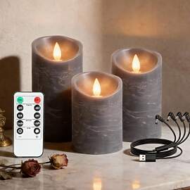 RanBluu 3er Set LED Kerzen mit Timer, elektrische