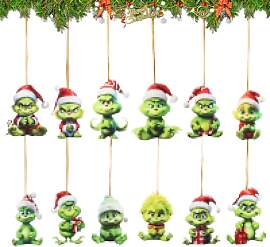 RANJIMA Grin-ch Weihnachtsdeko Anhänger,12 Stück 