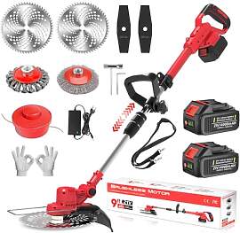 Rasentrimmer mit Akku und Unkrautbürste,21V Akku