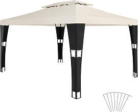 Rattan Garten Pavillon Mona 3x4m - schwarz/creme