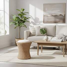 Rattan Hocker mit Stauraum Sitzkissen
