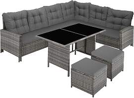 Rattan Lounge Barletta - grau-meliert/grau