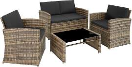 Rattan Lounge Jesolo - natur/dunkelgrau