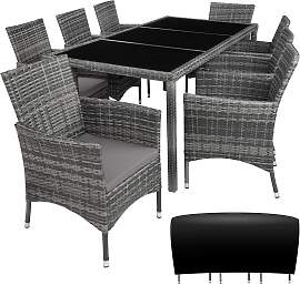 Rattan Sitzgruppe 8+1 mit Schutzhülle -