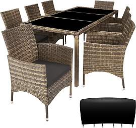 Rattan Sitzgruppe 8+1 mit Schutzhülle -