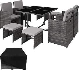 Rattan Sitzgruppe Bilbao 4+4+1 mit Schutzhülle -