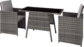 Rattan Sitzgruppe Lausanne 2+1 - grau