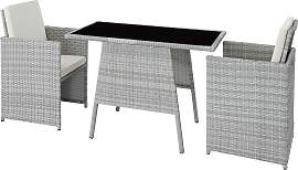 Rattan Sitzgruppe Lausanne 2+1 - hellgrau