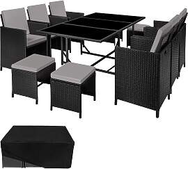 Rattan Sitzgruppe Malaga 6+4+1 mit Schutzhülle -