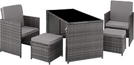 Rattan Sitzgruppe Palermo 2+2+1 - grau