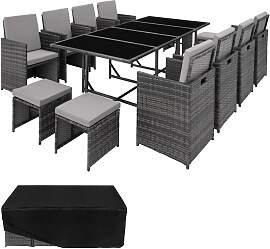 Rattan Sitzgruppe Palma 8+4+1 mit Schutzhülle -