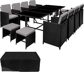 Rattan Sitzgruppe Palma 8+4+1 mit Schutzhülle -