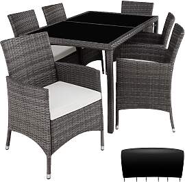 Rattan Sitzgruppe Porto 6+1 mit Schutzhülle -