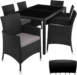 Rattan Sitzgruppe Porto 6+1 mit Schutzhülle -