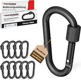 RAVN HAMAN 10 x Schraubkarabiner - Schwarz - -