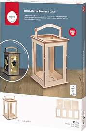Rayher Holz Laterne Basic, mit Griff,15,3 x 15,3 x 